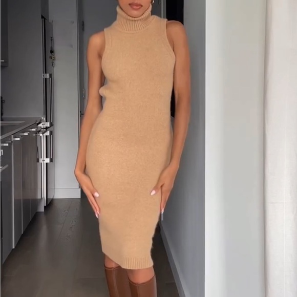 Camel Sweater Dress - Picture 1 of 7